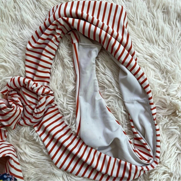 For love & lemons striped swimsuit bottom high waisted belted white red size S - Picture 5 of 7